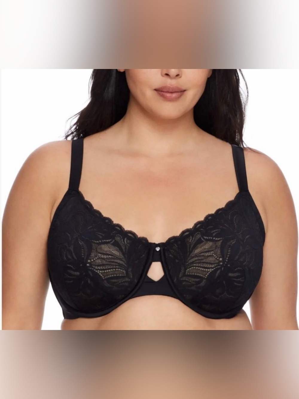 Bare Necessities Black Lace Underwire Bra. Size 38DD